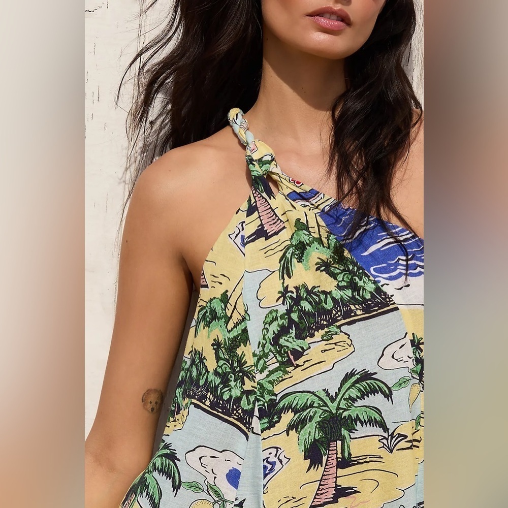 NWT! Anthropologie Celandine Asymmetrical Linen Blend Mini Dress - Size XS ⚽️ - Picture 2 of 6